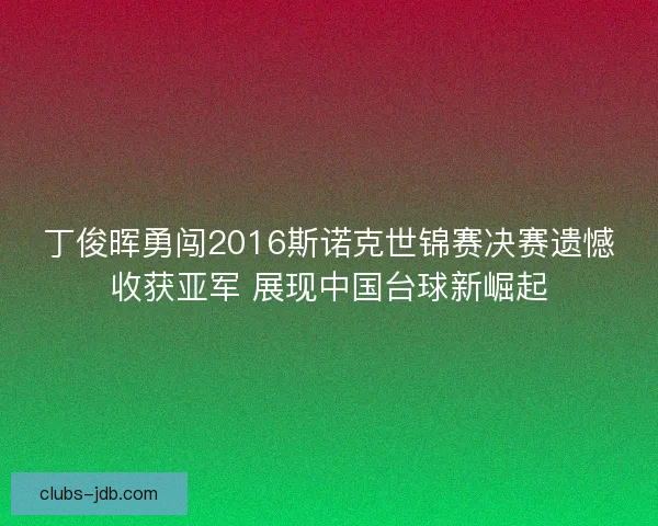 丁俊晖勇闯2016斯诺克世锦赛决赛遗憾收获亚军 展现中国台球新崛起